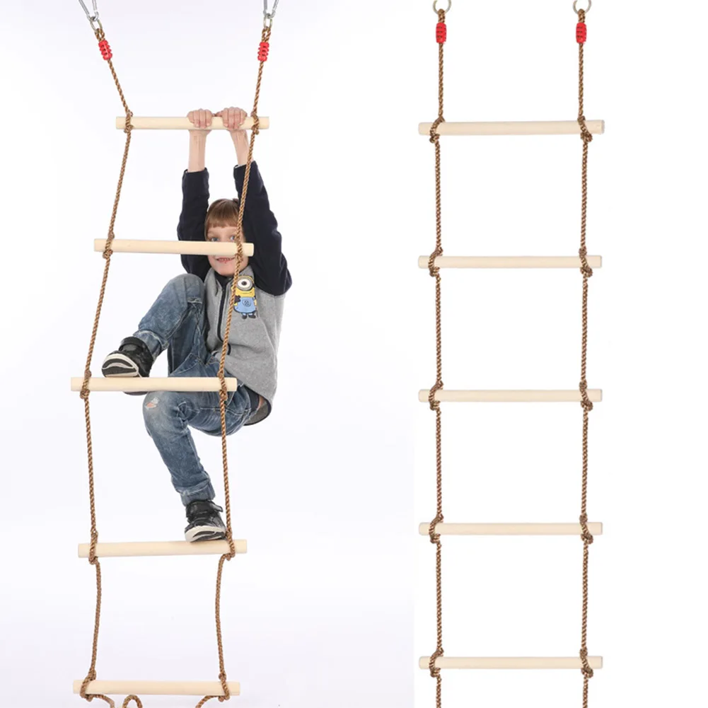 Wooden Swing Climbing Rope Ladder Hang for Kids Children Playground Exercise Toy 