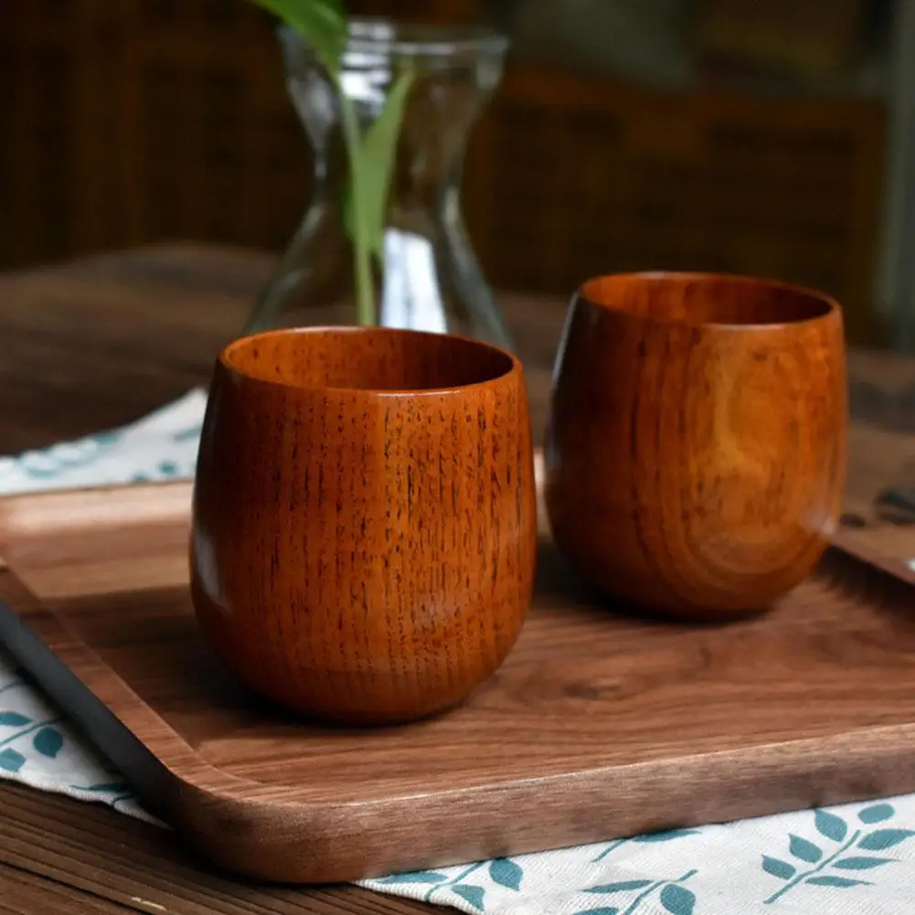 Tea cup 180ml Home Japanese Style Natural Wood Tea Cups Water Cup Wood Round Tea Cups Green Natural Pure Handmade Yerba Mate Cup Mug