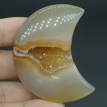 

Moon Sculpture Natural Gemstone Agate Geode Figurine Crystal Healing Decor#8