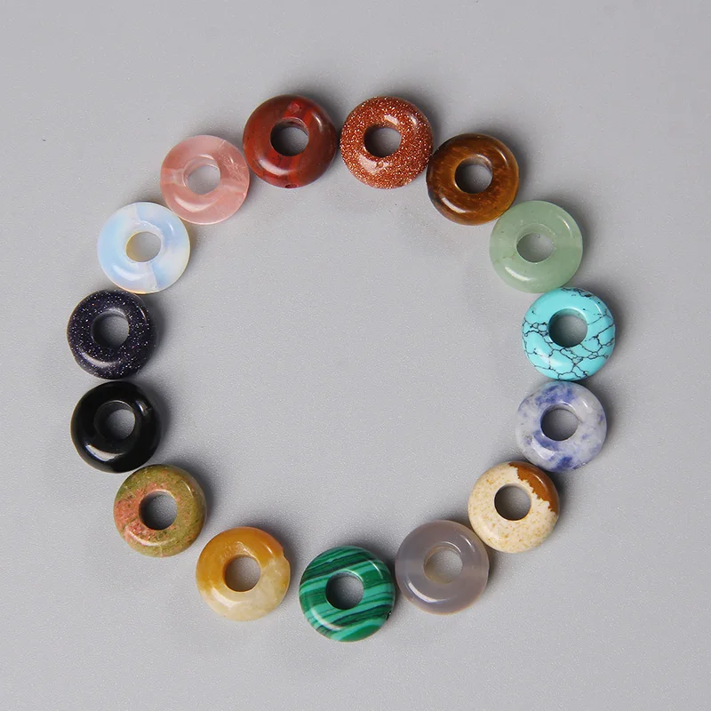 

10PCS Natural Wheel Big Hole Aventurine Malachite Tiger Eye Agates Gem Stone Spacer Beads For Jewelry Making Bracelet Earrings