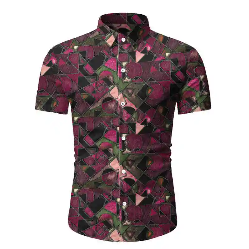 

Shirt Men Summer New Fashion Personality Printed Short Sleeve Shirts Men 2020 Casual Beach Hawaiian Shirt