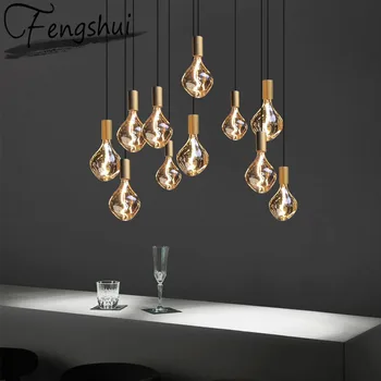 

American Industrial Glass Pendant Lights Lighting Tungsten Wick Pendant Lamp Living Room Bedroom Home Deco Hanging Light Fixture
