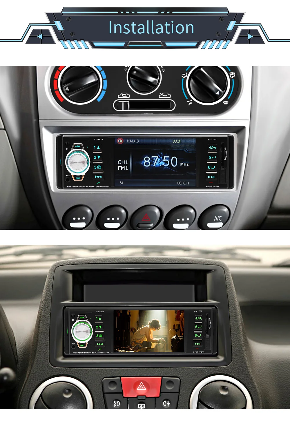 Автомобильный стерео Мультимедийный плеер радио 1din автомобильный радиоприемник с Bluetooth AUX-IN MP3 FM/USB/1 Din/SWC пульт дистанционного управления 12 В автомобильная аудиосистема радио