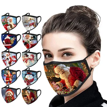 

40# 10pc Mouth Masks For Dust' Protection Washable Breathable Earloop Anti-face Mask Soft Cotton Fabric Christmas Party Mascara