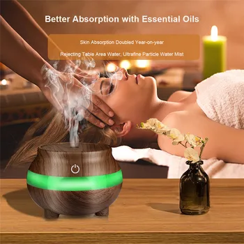 

Aroma Diffuser Ultrasonic Essential Oil Diffuser Wood Grain Air Humidifier Essential Oils Portable USB Humidifier Colorful home