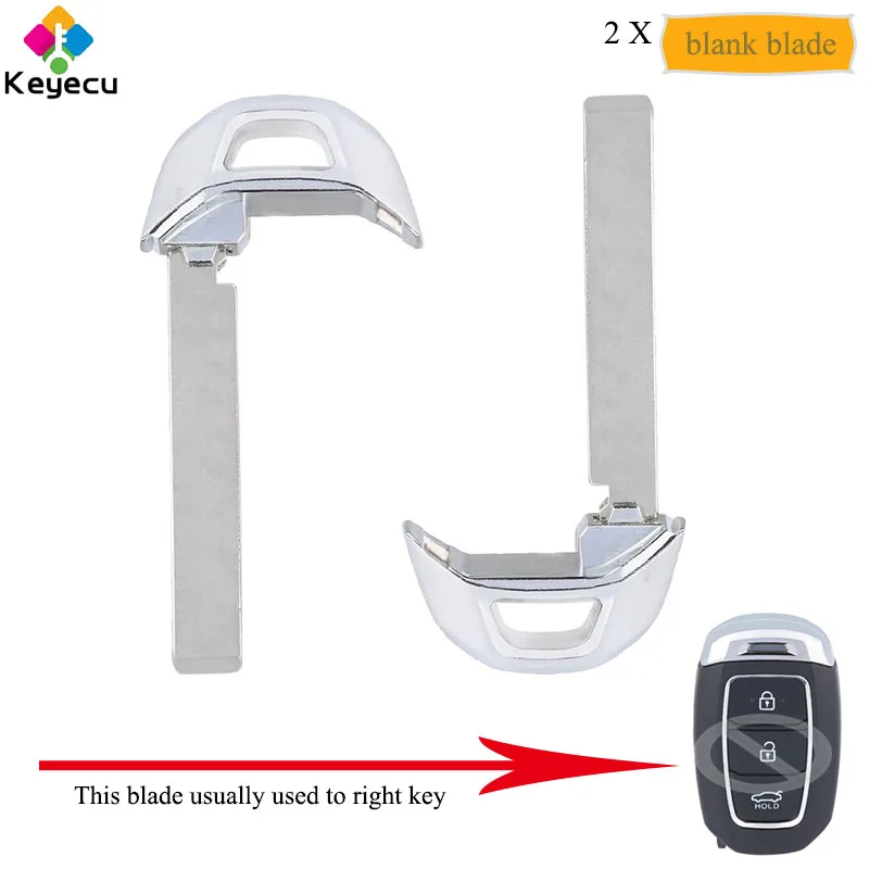 KEYECU Pair Uncut Smart Prox Emergency Insert Key Blade Without Chip - FOB for Hyundai Tucson I30 Creta IX25 Solaris 2018 2019 | Автомобили