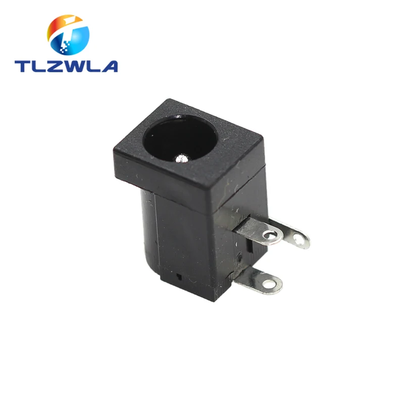 DC power jack socket 10pcs 5.5x2.1mm DC-005 black DC power jack socket DC connectors supply barrel-type right angle PCB mount terminal