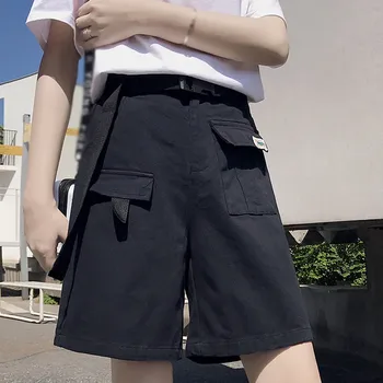 

Solid Color Casual Wide Leg Shorts Summer retro casual asymmetric shorts solid color five-point shorts