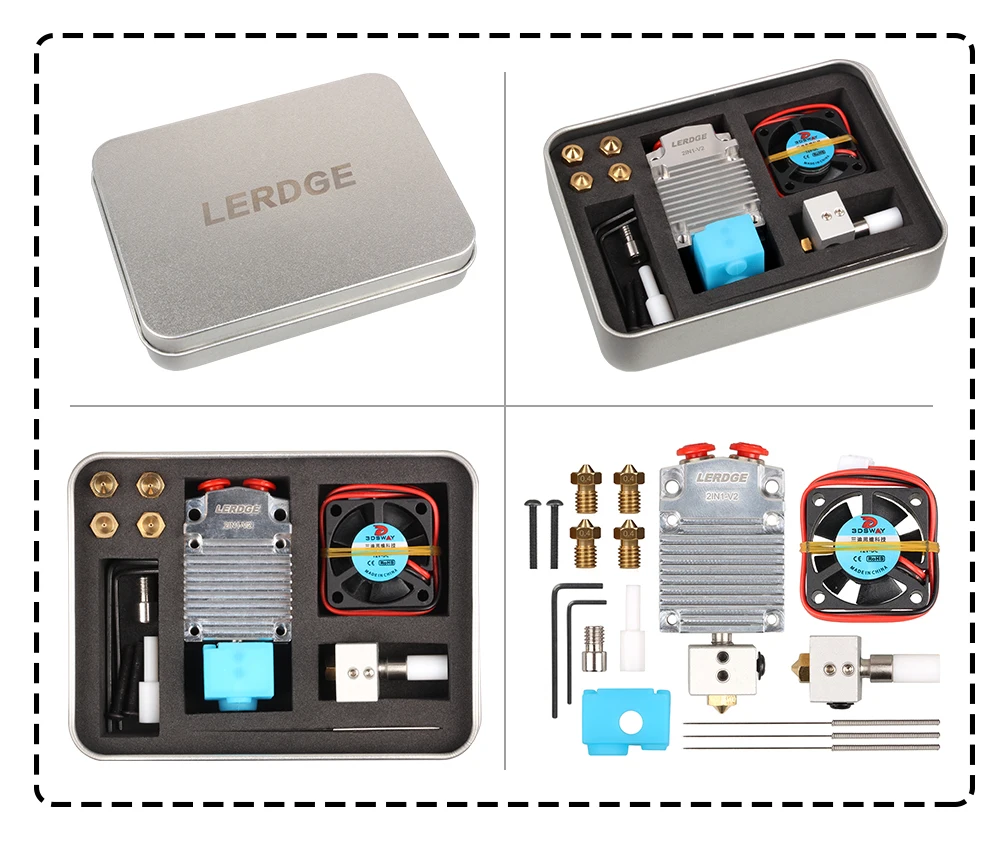 LERDGE 2IN1-V2 Hontend 2 насадки переключение цвета Hotend Diy kit части 3D принтера двойной цвет печатающая головка экструдер 0,4/1,75 мм подарок