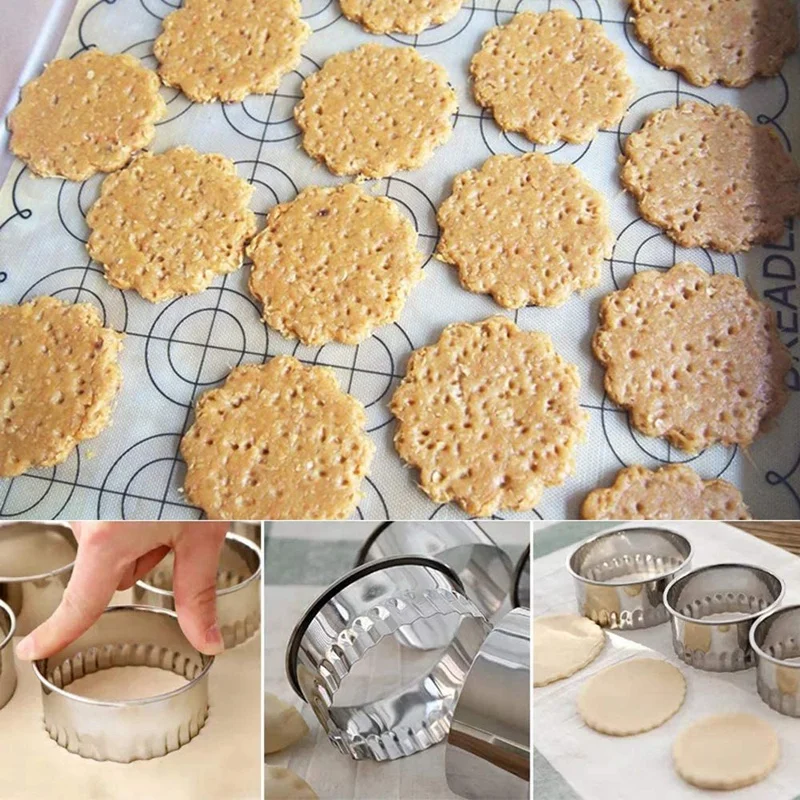 Fluted Round Cookie Biscuit Cutter Set 12 Scalloped Circle Pastry Donut  Doughnut Cutter Set Serrated Round Cookie Cutter - AliExpress