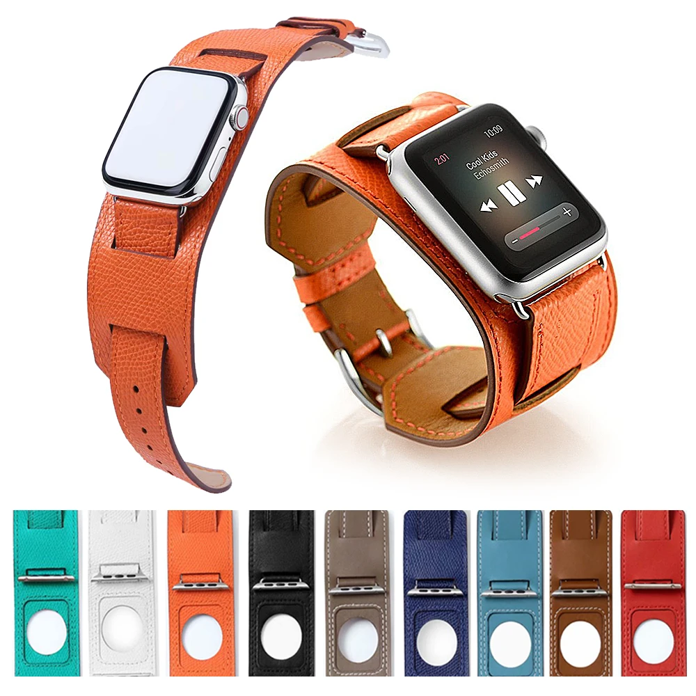 Ремешок из натуральной коровьей кожи для часов apple watch 5 44 мм 40 38 42 браслет iwatch band 4 3