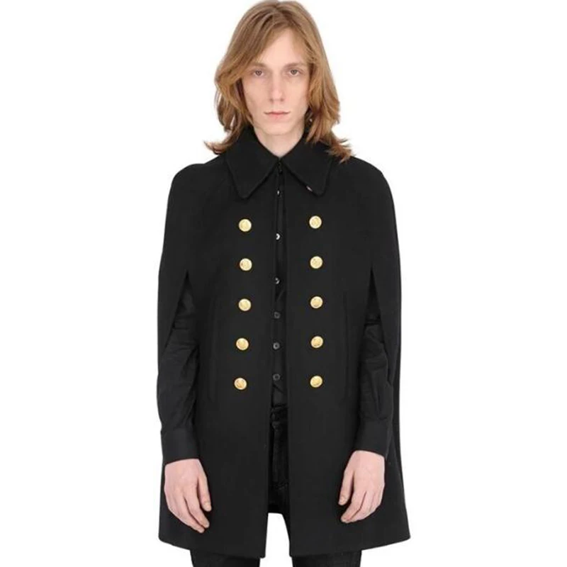 

Autumn and winter loose long coat men's new cloak cloak woolen coat large size woolen men's tide bat sleeve