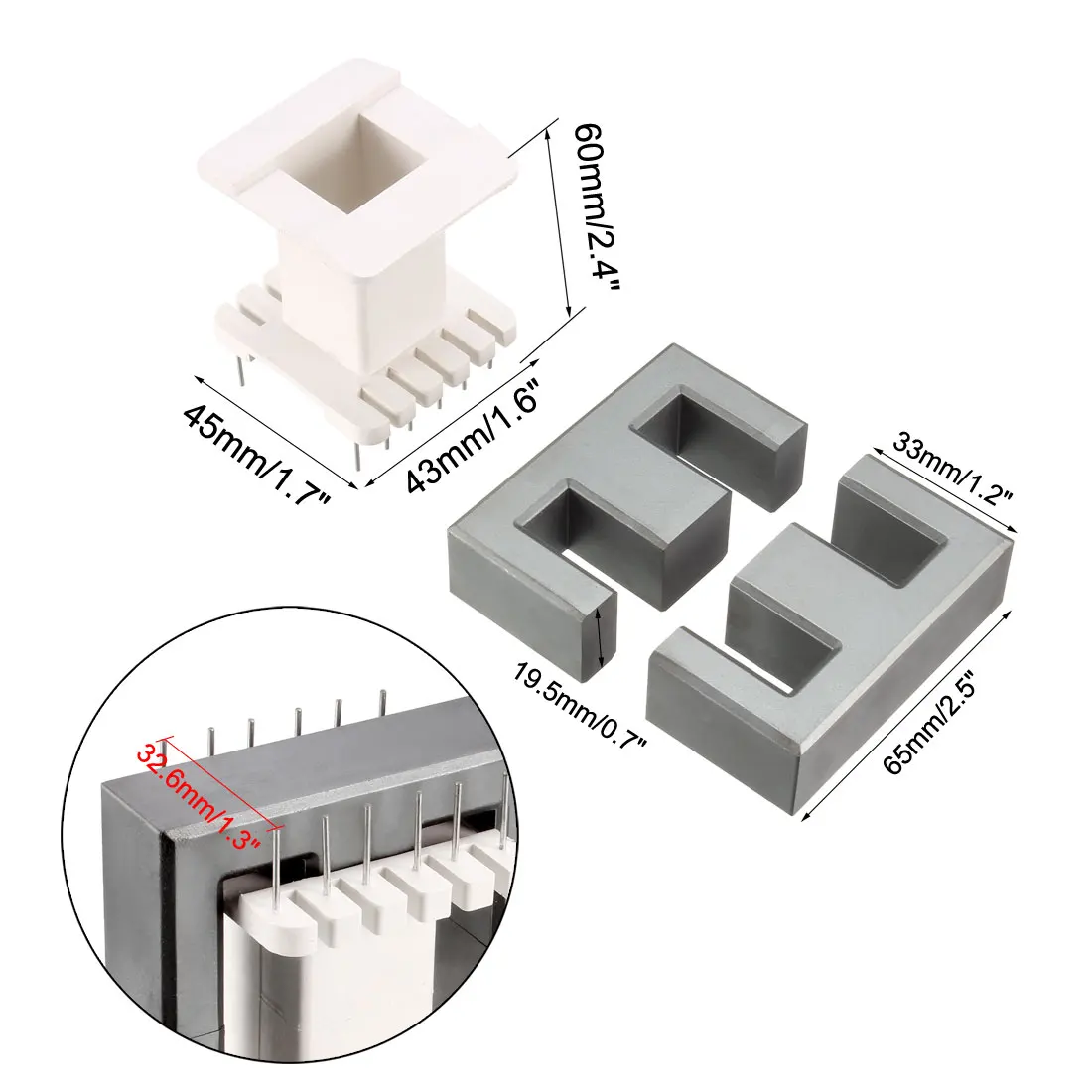 Uxcell ee65a 6 com 6pin transformador bobina