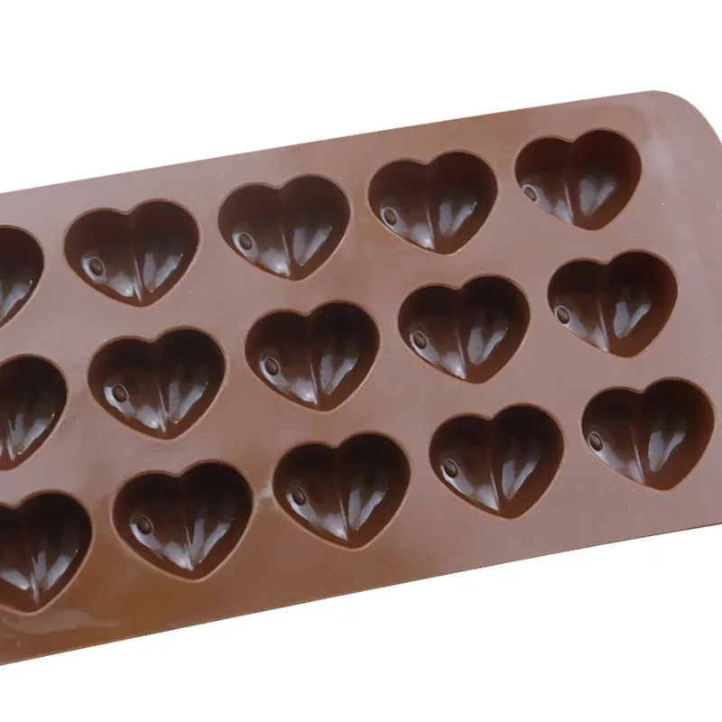 Silicone Cake Mold 15 Lattices Heart-Shape Chocolate Mold with Raindrops Baking Mold Tools for Cakes Bakery Supplies Heat-resist