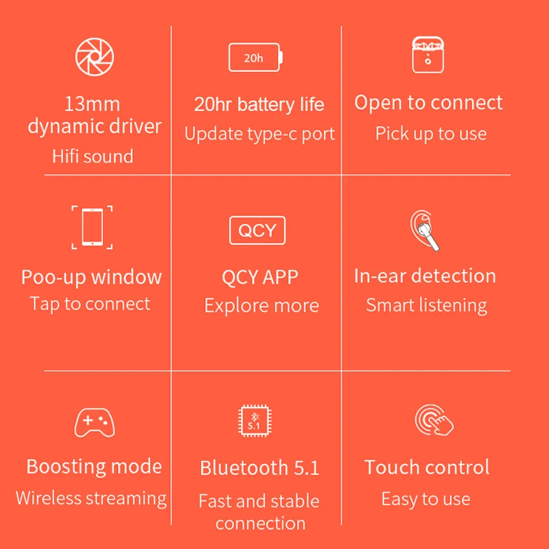 2021 Newest QCY M18 YouPin TWS Earphone Wireless Earbuds Bluetooth 5.1 App Control AAC SBC Waterproof DSP Noice Reduction