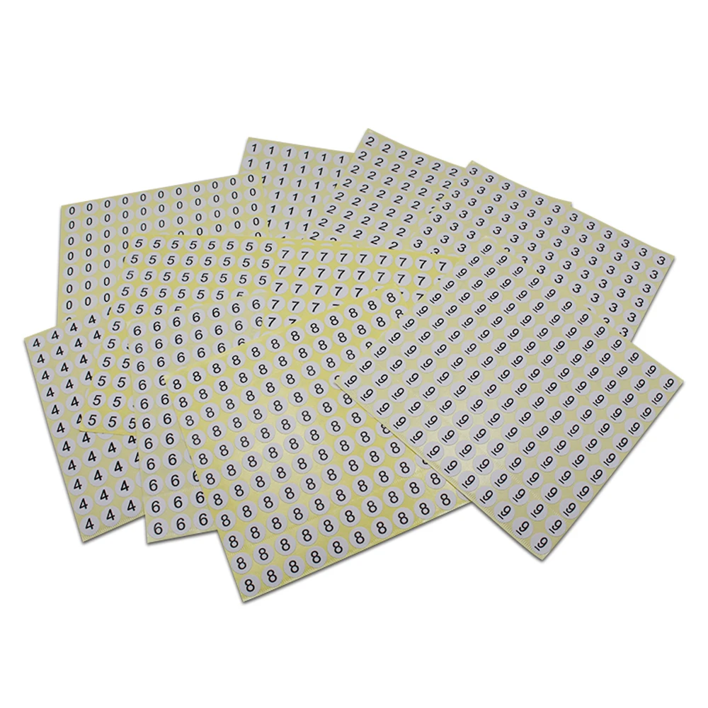 

66000Pcs/Lot DHL 1.3cm Diameter Paper Self-adhesive Round Stickers With Number Printed For Scrapbook Card Decoration White Label