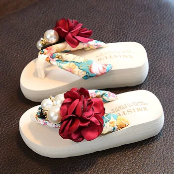

Summer Princess Sandals Children's flip-flops Shoes Girls Flower Beach Shoes Pinch Sandals Girl Casual Slippers