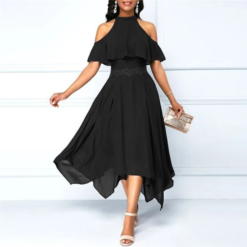Летнее женское платье большого размера, модное свадебное платье с коротким рукавом, Женское Платье макси с высокой талией, платье трапециевидной формы с оборками размера плюс
