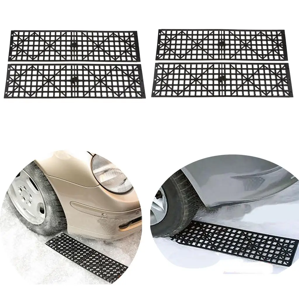 Automotive Plastic Staples 4pcs Non-slip Auto Traction Mats Plastic Tire Anti Skid Plate Emergency Pads
