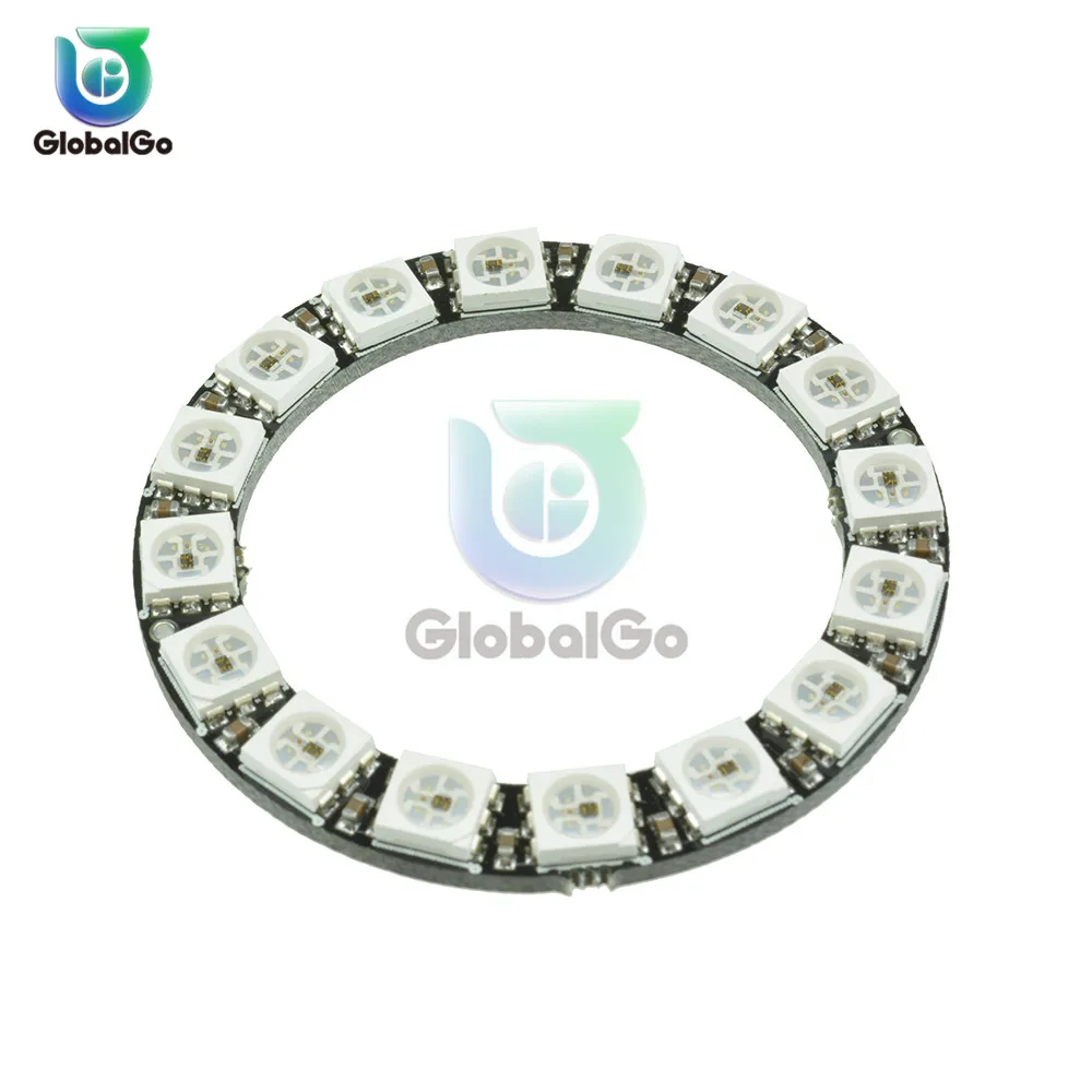16 бит WS2812 Led Светодиод чип-Плата Светодиодные фары Умный RGB DC5V 5050 IC Круглый многокрасочный световой щит для Arduino Светодиодная кольцевая лампа со встроенными драйверами