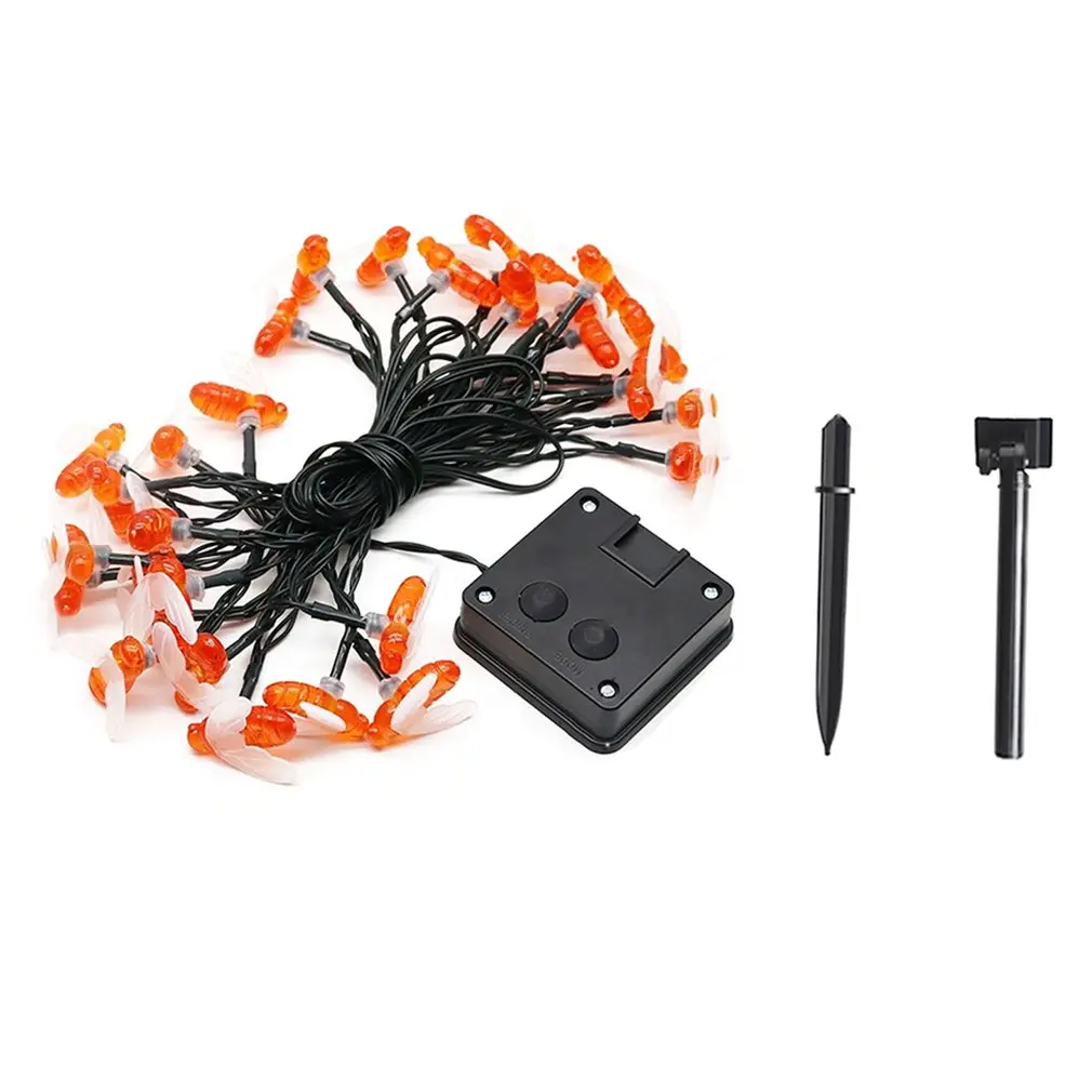 

20Led Warm White String Lights Honey Bee Solar Powered Fairy Lamp For Outdoor Garden House Fence Decoration