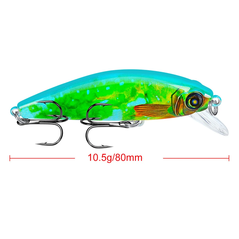 6pcs Hard Bait Artificial Minnow Lifelike Fishing Lure Set Metal Accessories Durable Assorted Crankbait Big Hooks Topwater