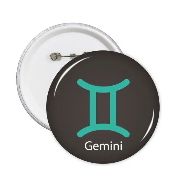 

May June Gemini Constellation Round Pins Badge Button Clothing Decoration Gift 5pcs