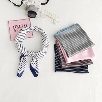 

2020 New Style Stripes Business Airline Stewardess Decoration Small Square Towel Versatile South Korea Tied Bag Silk Scarves