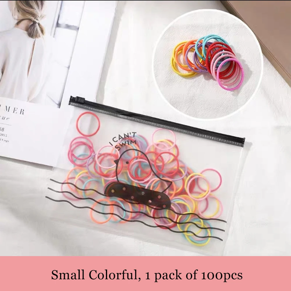 Small Colorful Mixed PickyanDco 100 шт./лот девочек Для женщин конфеты Цвета резинок безопасный резинки для волос хвост держатель для детей аксессуары для волос FD001 - Цвет: Small Colorful Mixed