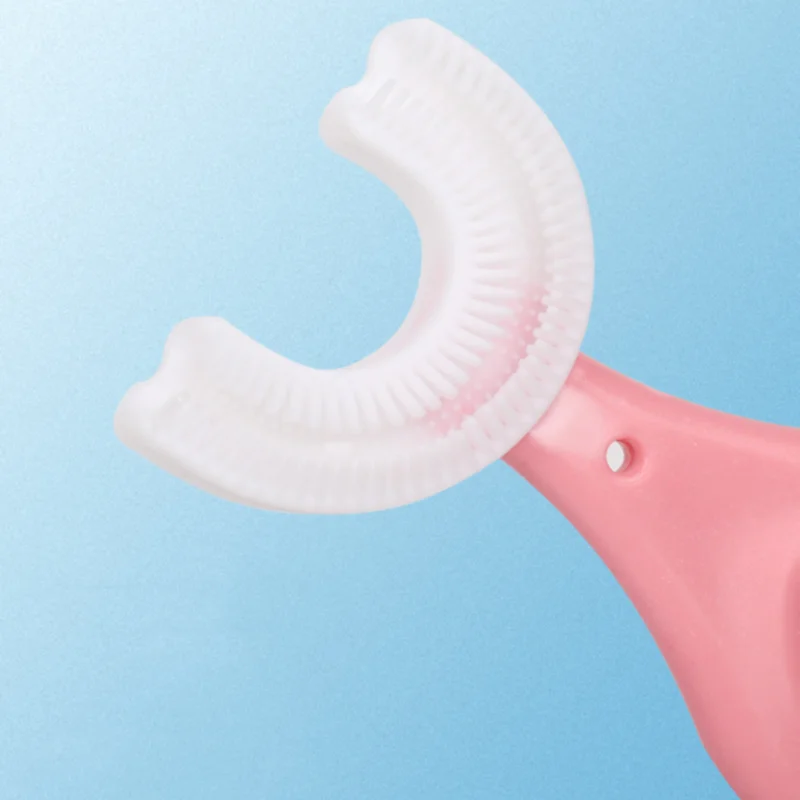 Cute U-shaped Baby Toothbrush Children's Toothbrush Oral Care Cleaning Brush Convenient and Simple Silicone Baby Toothbrush Oral