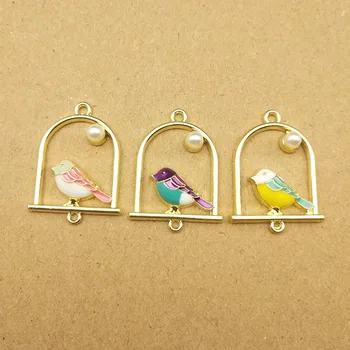 

10pcs 19x25mm enamel bird charms for jewelry making and crafting cute earring pendant necklace bracelet charms