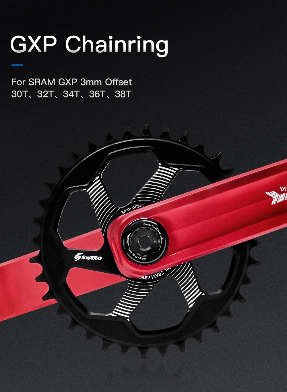 Seulement la Manivelle Craque de 170 mm F SWCRUCO Pédalier de vélo de montagne, plateau GXP