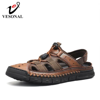 

2020 Summer Genuine leather Classic Casual Men Shoes Sandals Beach Comfortable Male Footwear Handmade Sandalias