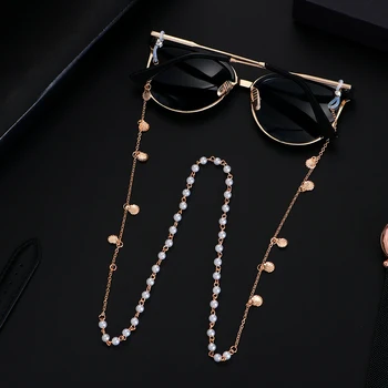 

Pearls 70cm Starfish Shell Sunglasses Chains Rhinestones Eyeglass Cord Holder Lanyard Necklace Glasses Beaded Neck Strap Rope