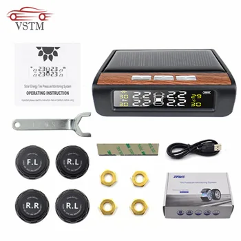 

TPMS Tire Pressure Car Monitoring System Solar Energy Digital Display Auto tyre Security Alarm System 4 Sensors
