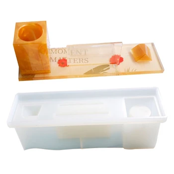 

3 in 1 Multifunctional Pen Holder Photo Frame Resin Molds Picture Frame Pen Pencil Cup Holder Home Office Ornaments Mold