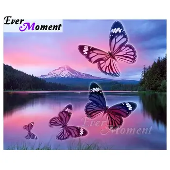 

Ever Moment Diamond Painting Butterfly Mount River Scenery Full Square Drills Resin Diamond Embroidery Mosaic Cross Stitch 4Y015