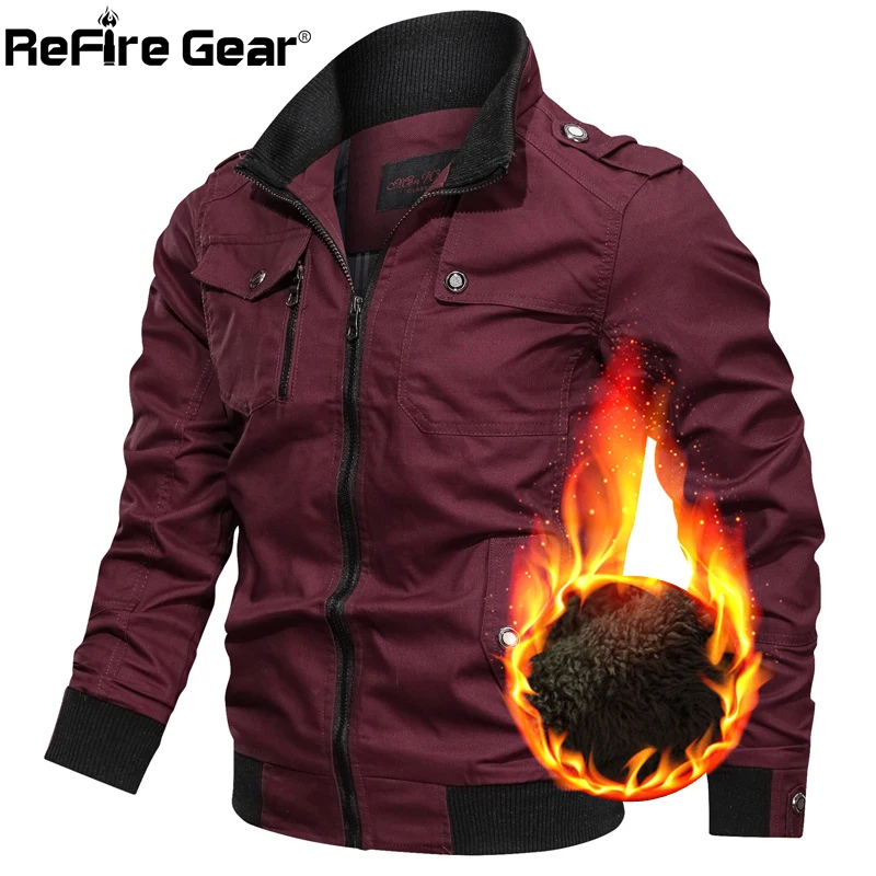 Refire gear зимняя армейская куртка пилота Мужская Осенняя теплая Толстая куртка-бомбер ВВС карго Куртки Флисовая подкладка хлопок тактические пальто