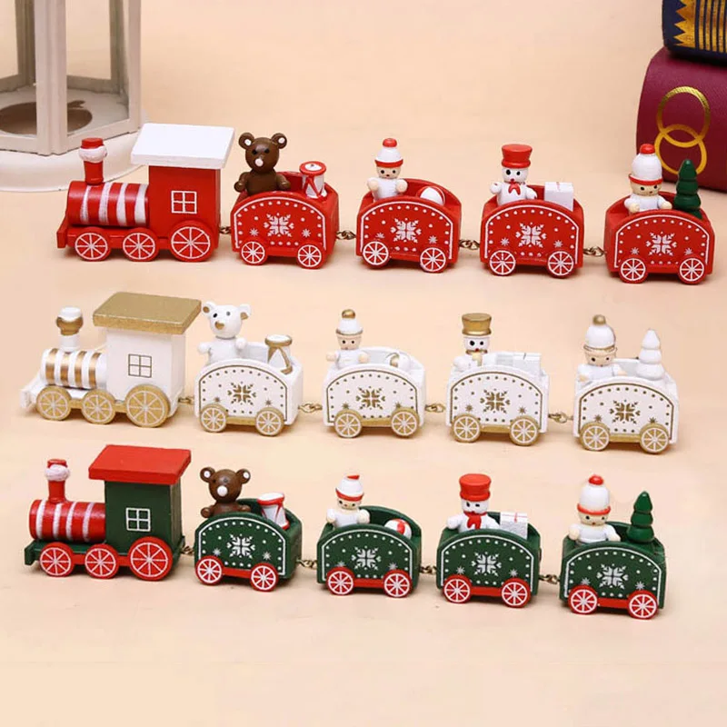 1 комплект 5 кабин Рождественский деревянный поезд Санта-Клаус Снеговик поезда новогодний Рождественский подарок для детей Navidad Kerst украшение Natal