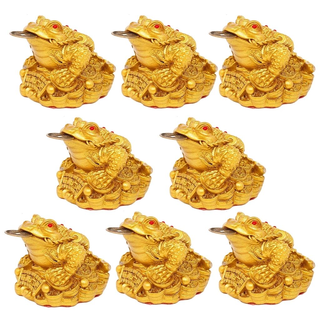 

8Pieces Resin Money, Lucky, Fortune Three Legged Frog Toad Coin Decor