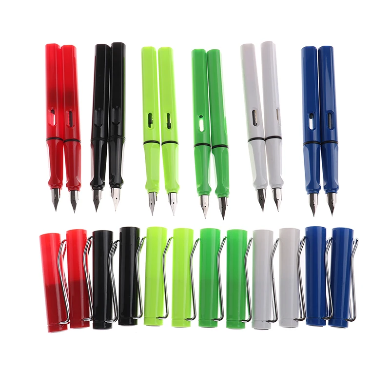 14.5cm Candy Colors Fountain Pen With F Nib Luxury ABS Transparent Inking Pens For Student Writing Pen