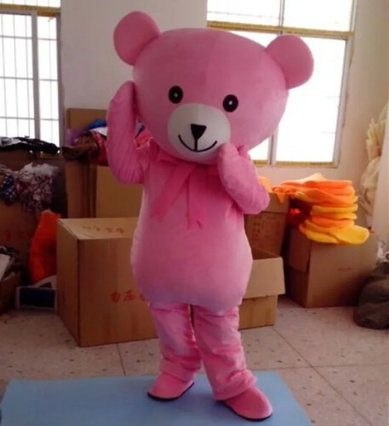 

New Halloween Pink Teddy Bear Mascot Christmas Costume Animal Unisex Adult Cartoon Parade Suit Mascot Costumes for Sale
