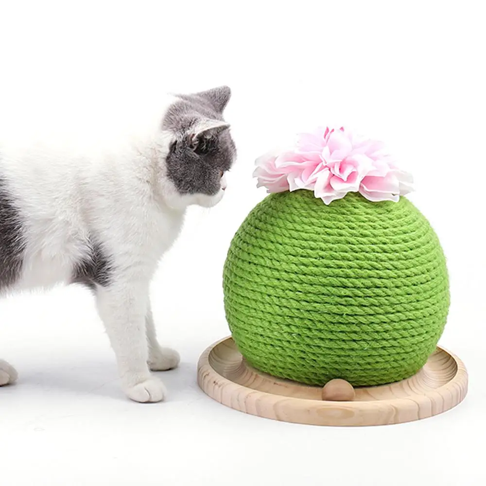

Cactus Cat Scratching Post with Flower Sisal Pet Scratching Board Ball Catnip Cork Claw Sharpener Interactive Toys Cat Tower