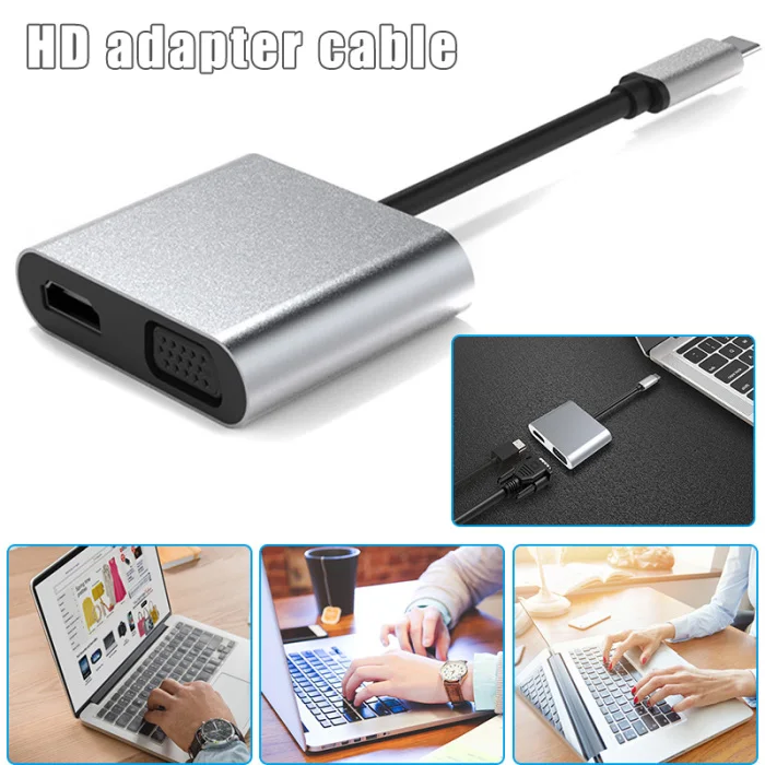 Горячая USB C концентратор USB3.1 тип-c к HDMI адаптер док-станция с 4K HDMI VGA OTG PD зарядка BUS66