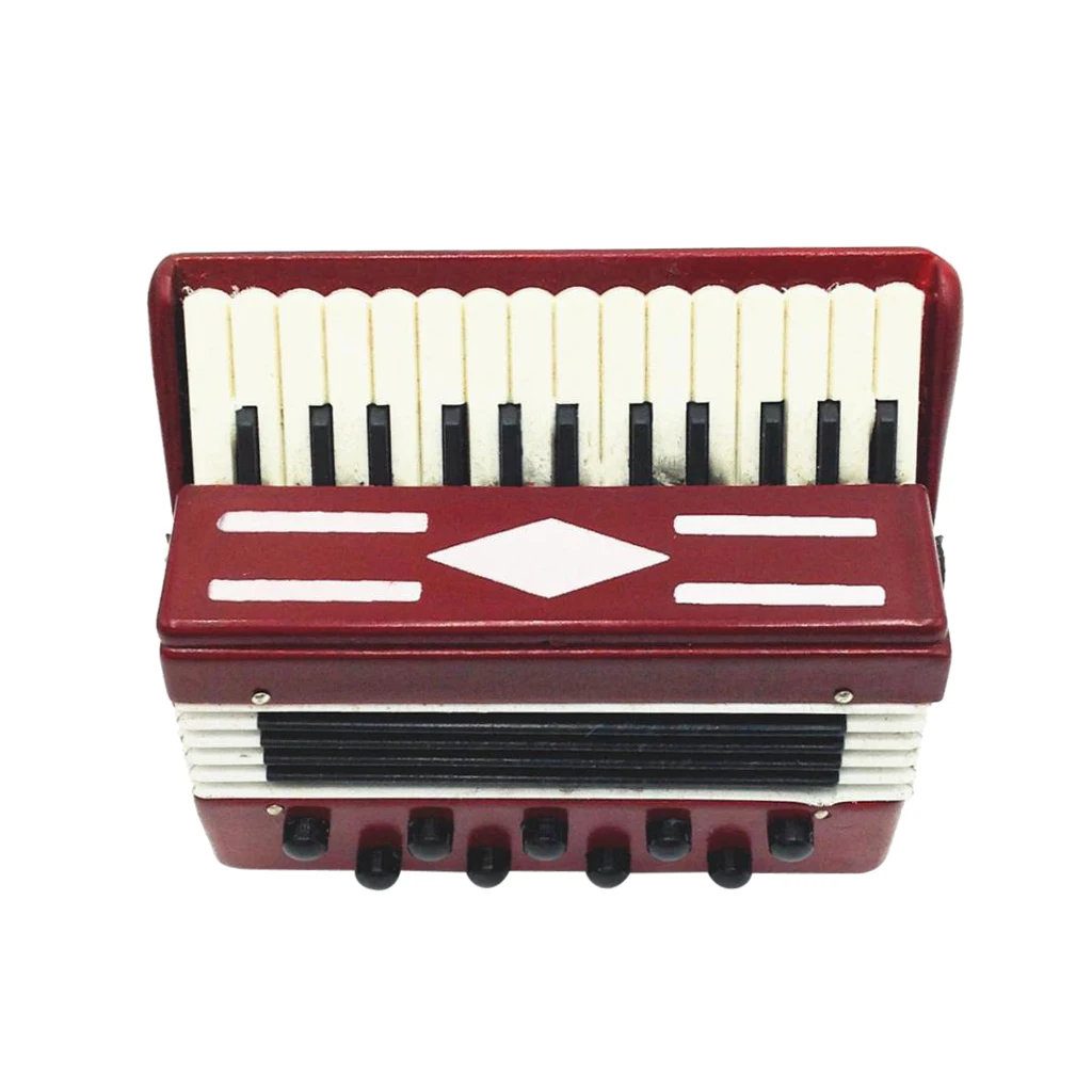 DOLLHOUSE MINIATURE Wooden Accordion Musical Instrument Accessory 1/12 Scale