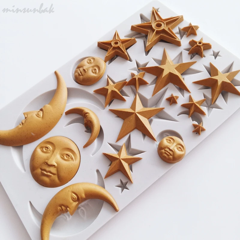 Minsunbak Инструменты для торта Луна Звезда помадка силиконовая форма DIY шоколадный Gumpaste инструменты для выпечки Sugarcraft