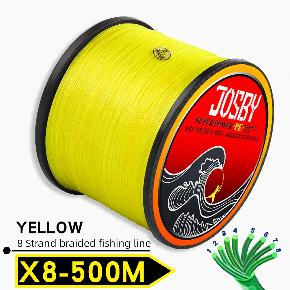 X8-500M-Yellow JOSBY 300 м 500 м 1000 м 8 нитей 10-78LB PE плетеный рыболовный провод Multifilament очень прочный рыболовный линия ЯПОНИЯ разноцветный - Цвет: X8-500M-Yellow