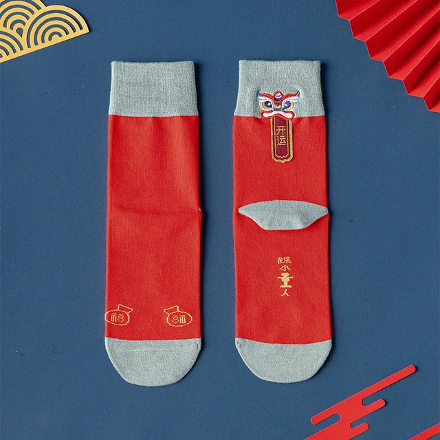New Year Chinese cotton socks women men's red lucky funny socks ankle printing stockings new year home furnishing green