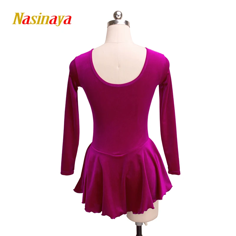 Costume Figure Skating Dress Women Kids Ice Skating Skirt Black Velvet Monochromatic Competition