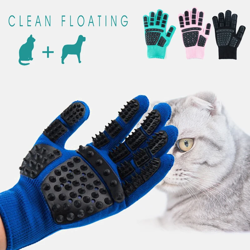 Cat Hair Deshedding Brush Gloves Pet Glove Cat Grooming Glove Dog Comb For Cats Bath Clean